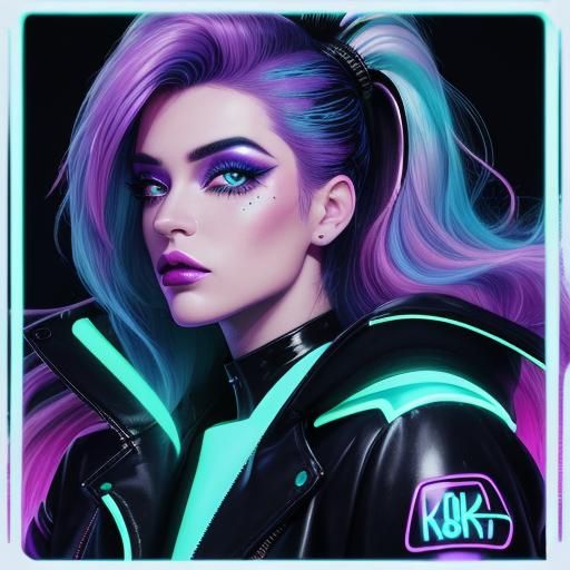Angel diety of the neon galaxy nebulas of space beautiful cu...