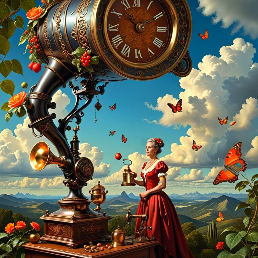 Surreal Lady in Retro Wonderland