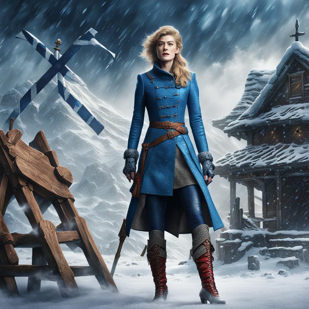 The cover of Saltire magazine shows Rosamund Pike wearing high-heeled ...