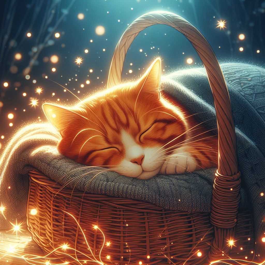 a ginger cat is sleeping