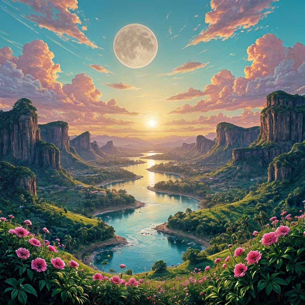 It was a beautiful moonrise sunset that day  by @Dom Jesus