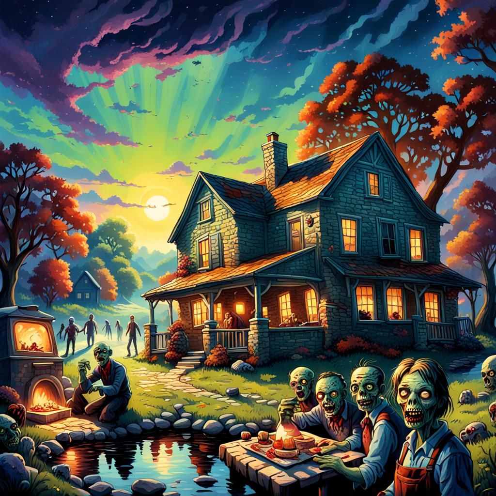 If Kinkaid Had Ever Painted a Zombie Picnic... - AI Generated Artwork ...