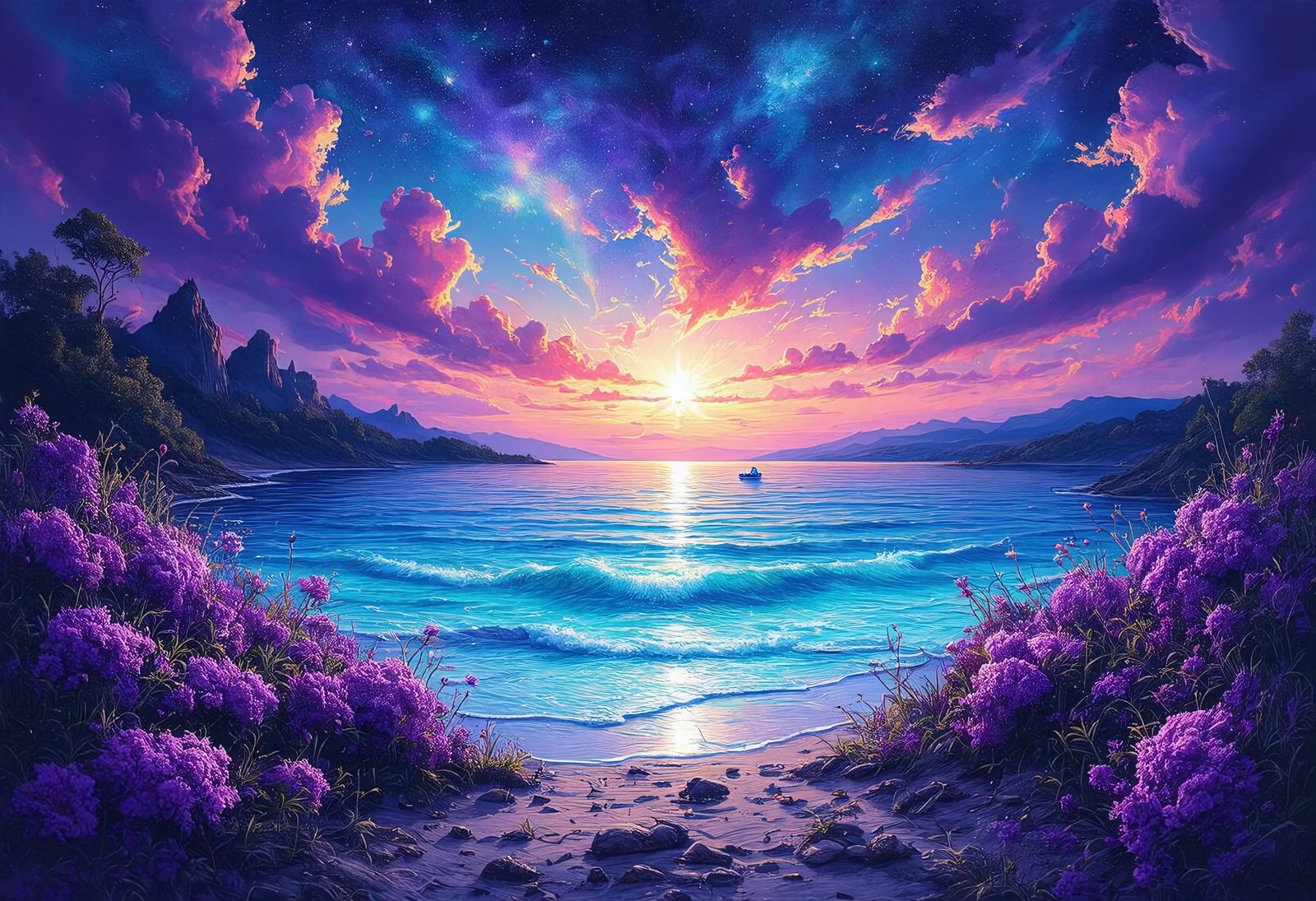 Turquoise & Purple Landscape  by @Dom B