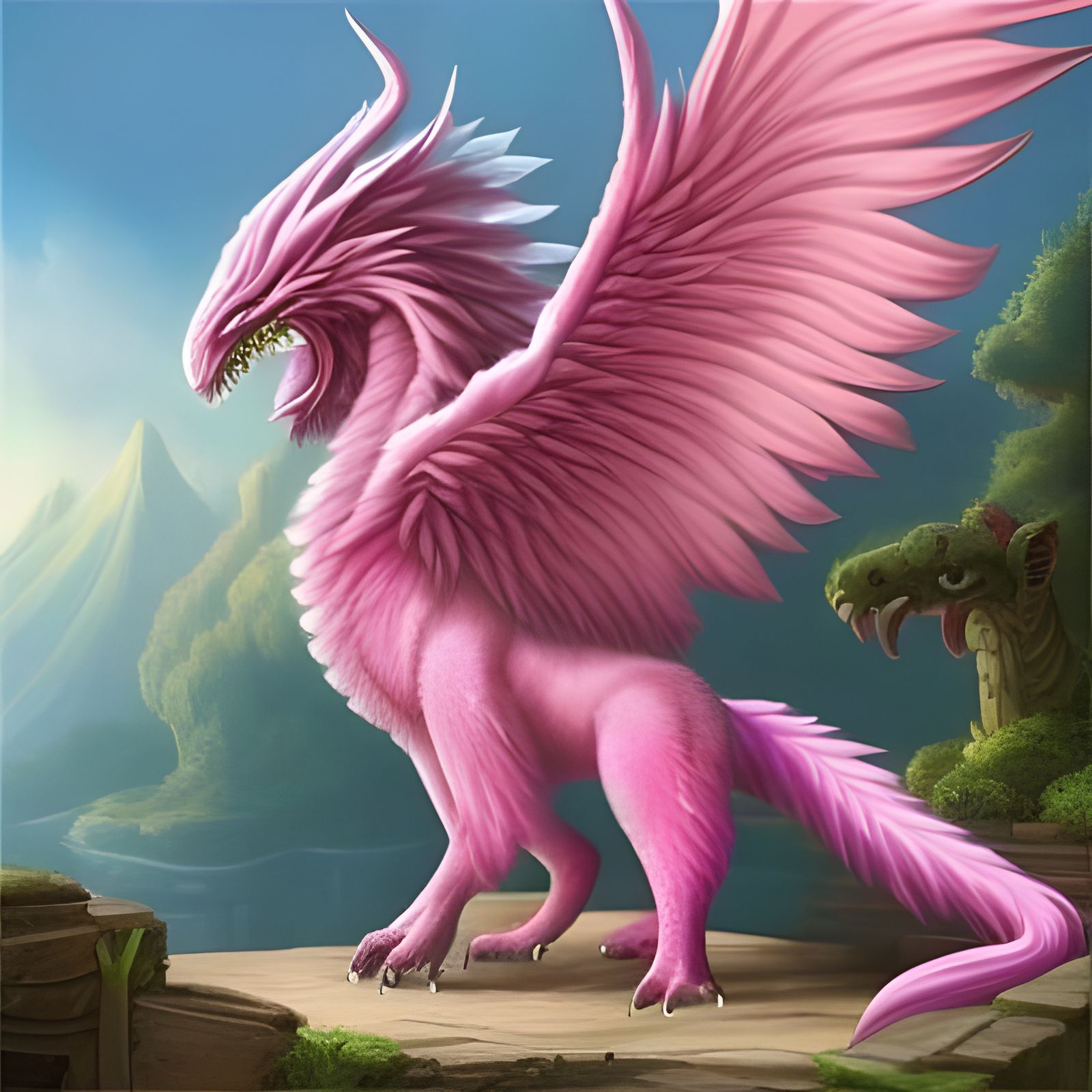 vibrant fuzzy fluffy pink dragon, bubble gum pink fluffy fuzzy dragon ...