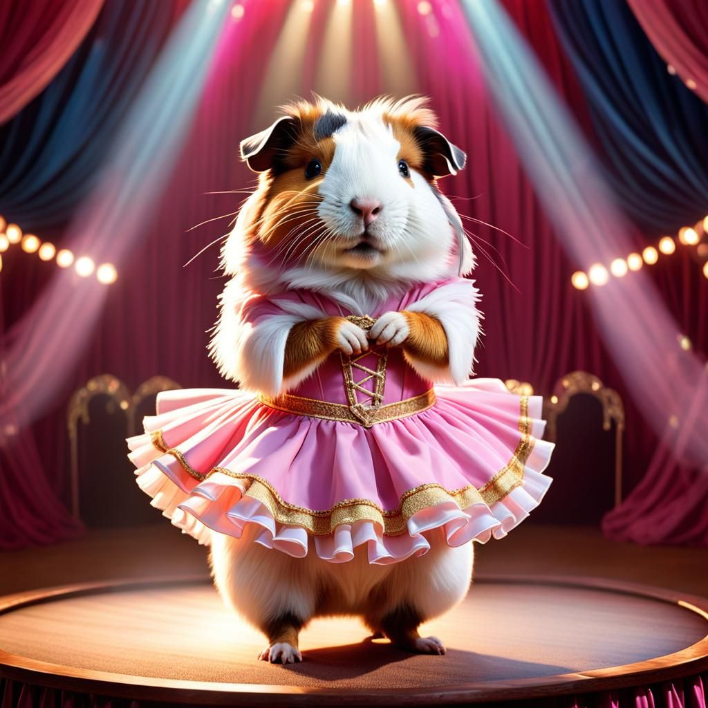 A small and delicate guinea pig ballerina