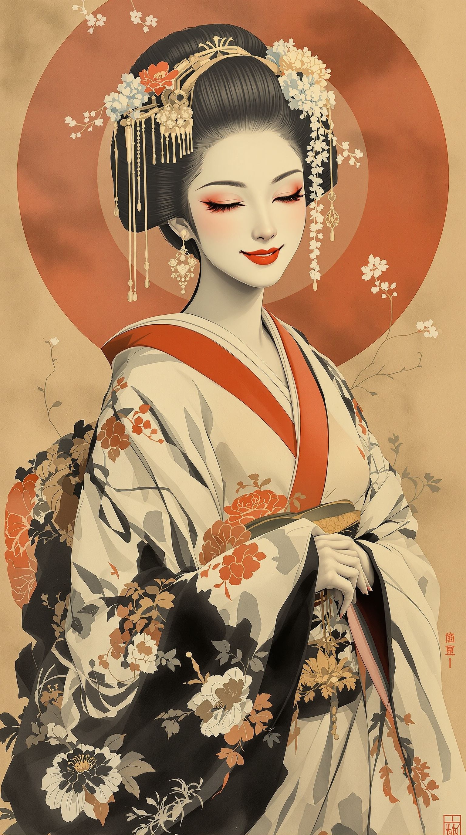 Geisha in ink painting (Flux Pro v1.1 Ultra 1536x2752)