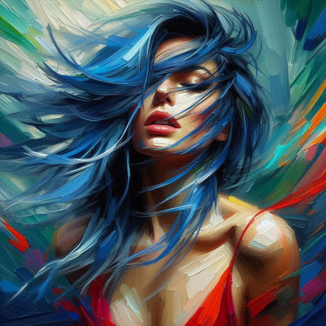 Vrouw met blauw haar 1