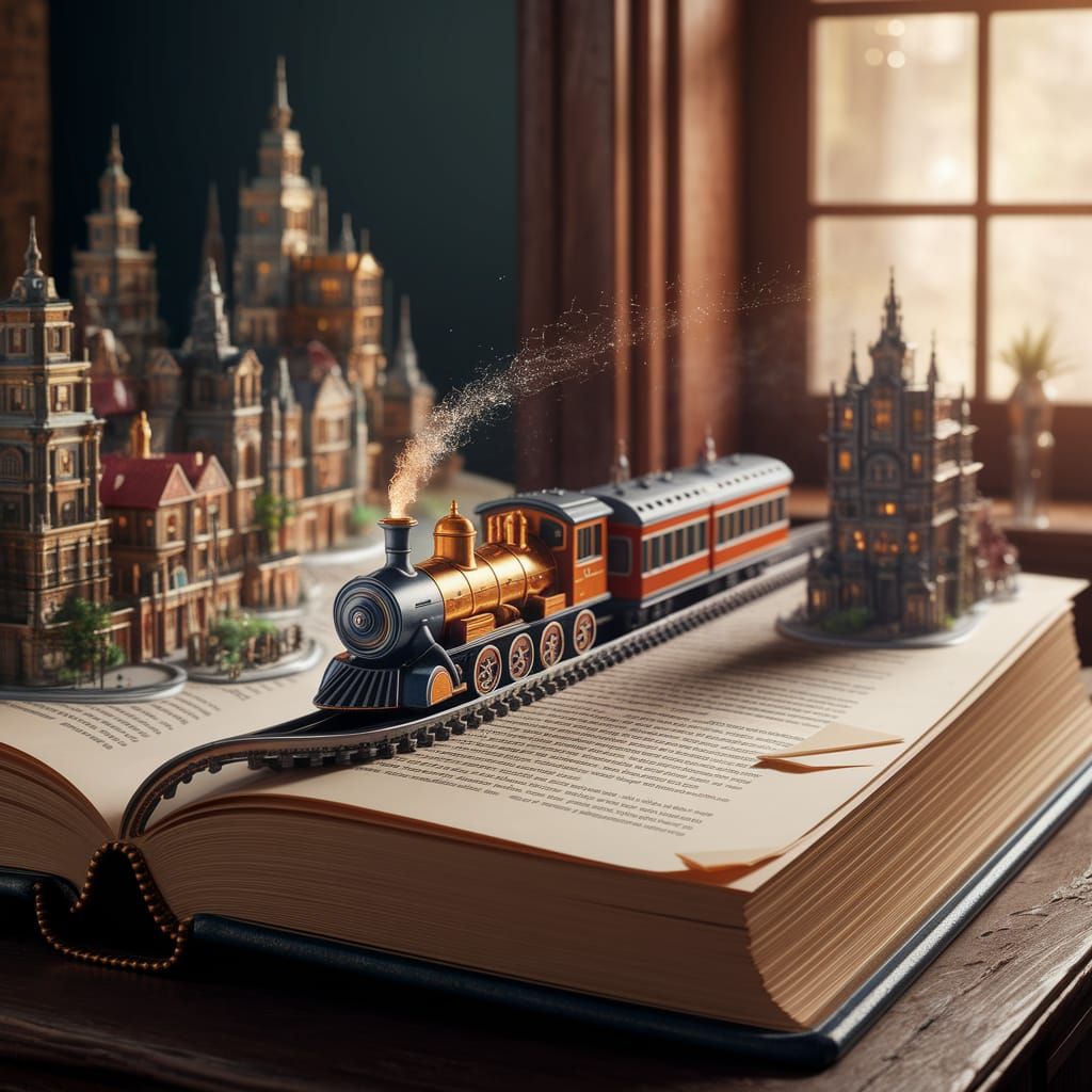 Futuristic Train Races Through Miniature Book Cities