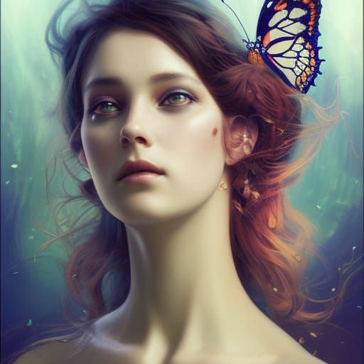 Butterfly visions, Beautiful woman, queen in a world of butt...