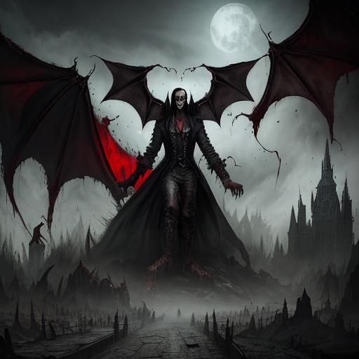 Post-Apocalyptic Dracula Theme Park: Detailed Digital Art