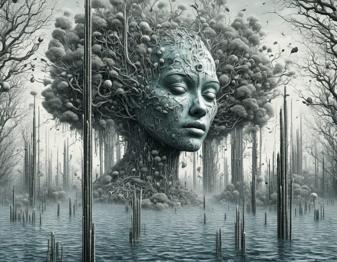 Witch Doctor Double Exposure in Neon Style