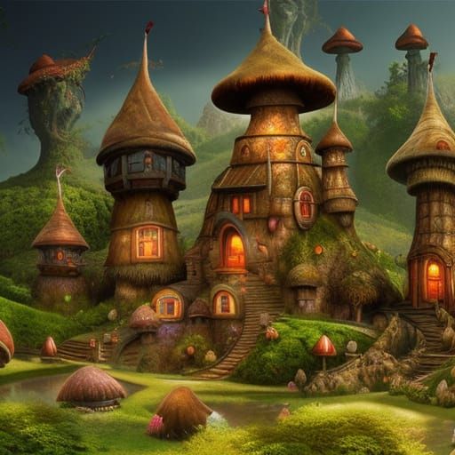 Dwarves' Mushroom Houses  by @Mart Thunderdark