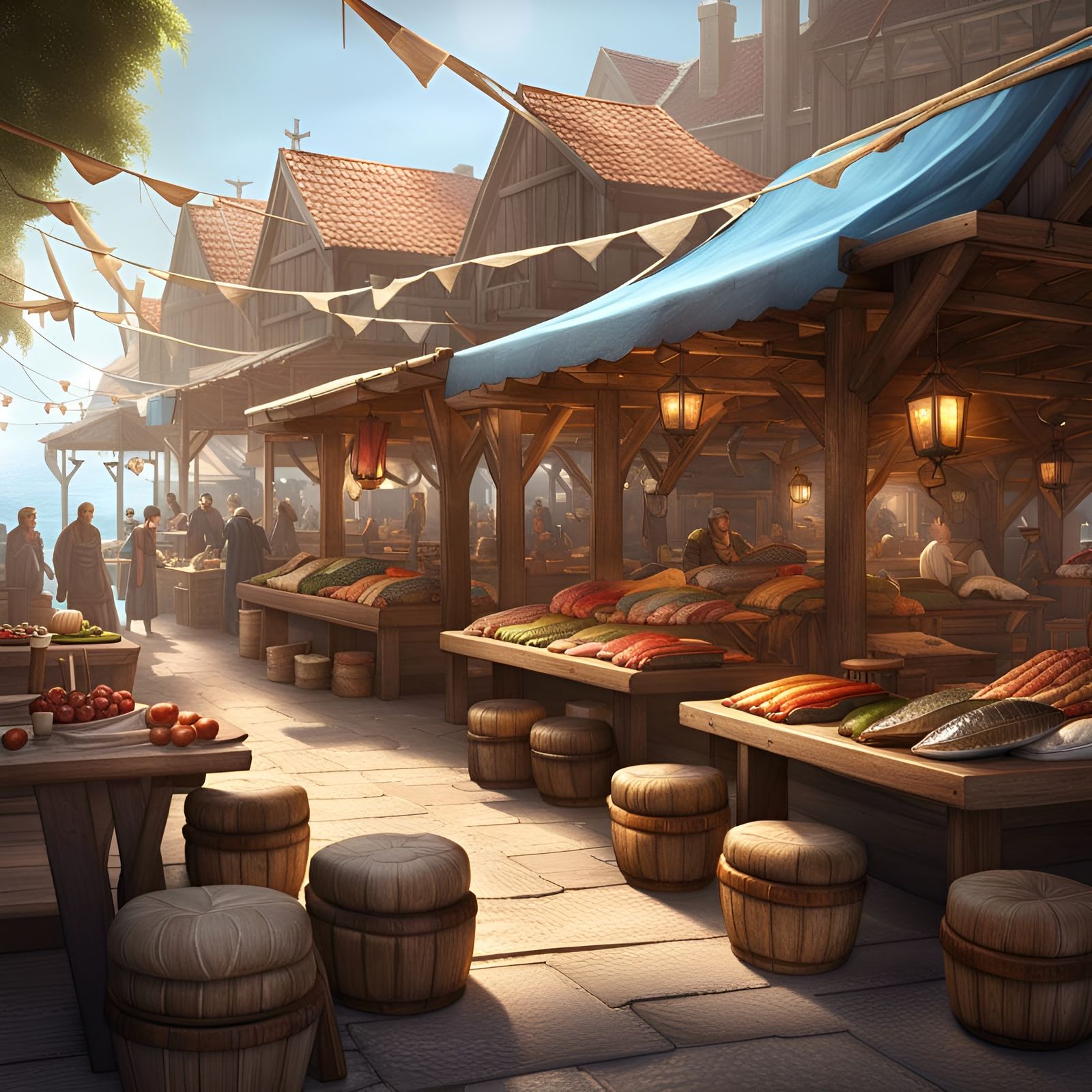 Medieval Fish Market AI Generated Artwork NightCafe Creator