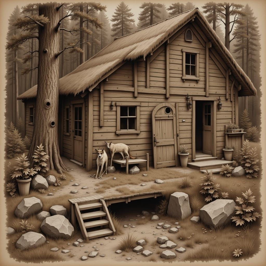  <lora:sMOre Flux:1.0> A fox sitting by its den