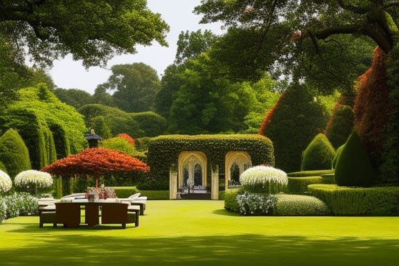 A very pretty English country garden. Lovely scenery