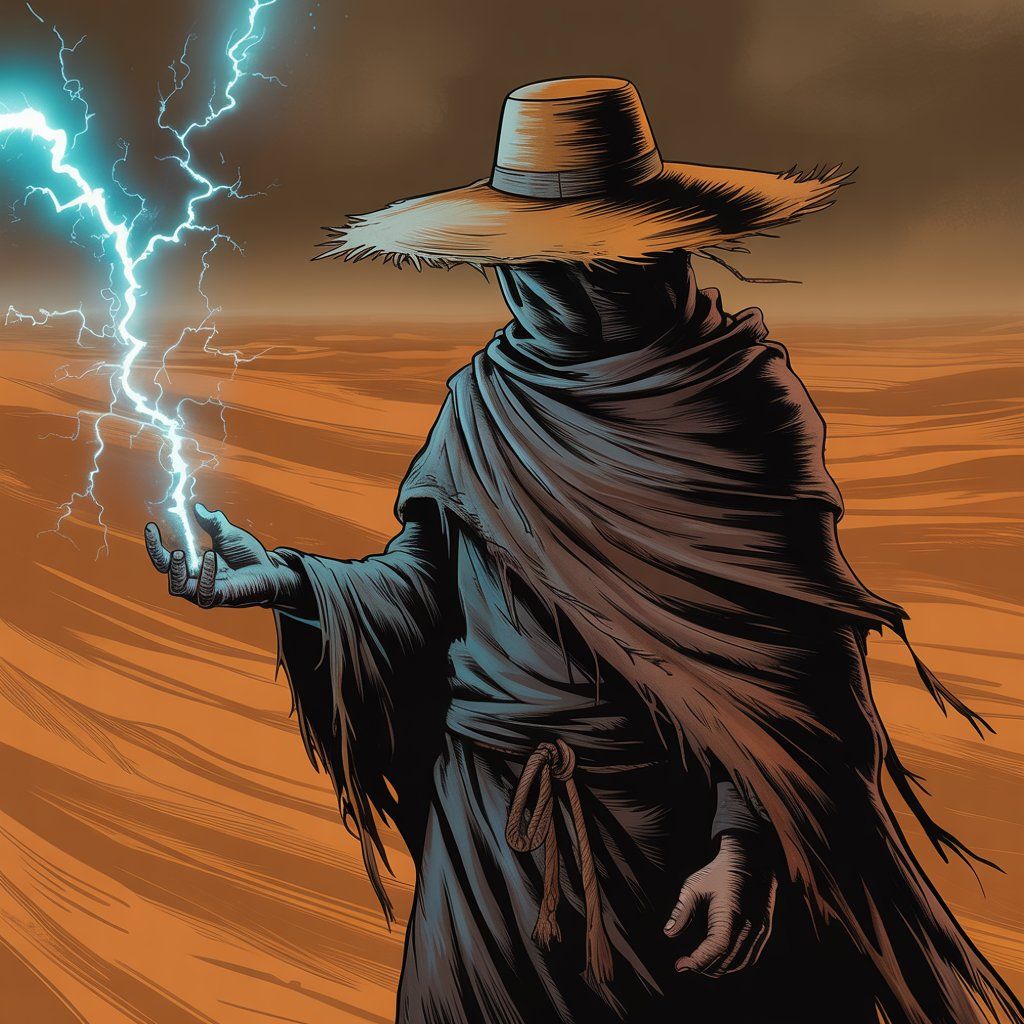 Wizard with straw Hat