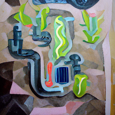 "Inevitable future reticulation" gouache