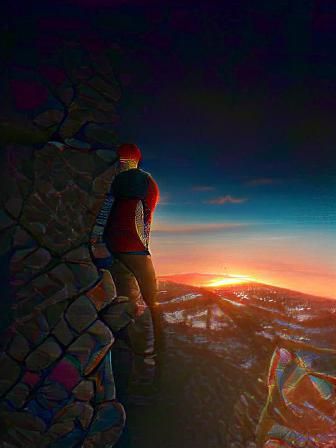 Looking At The Sunset From The Top Of  A Mountain
