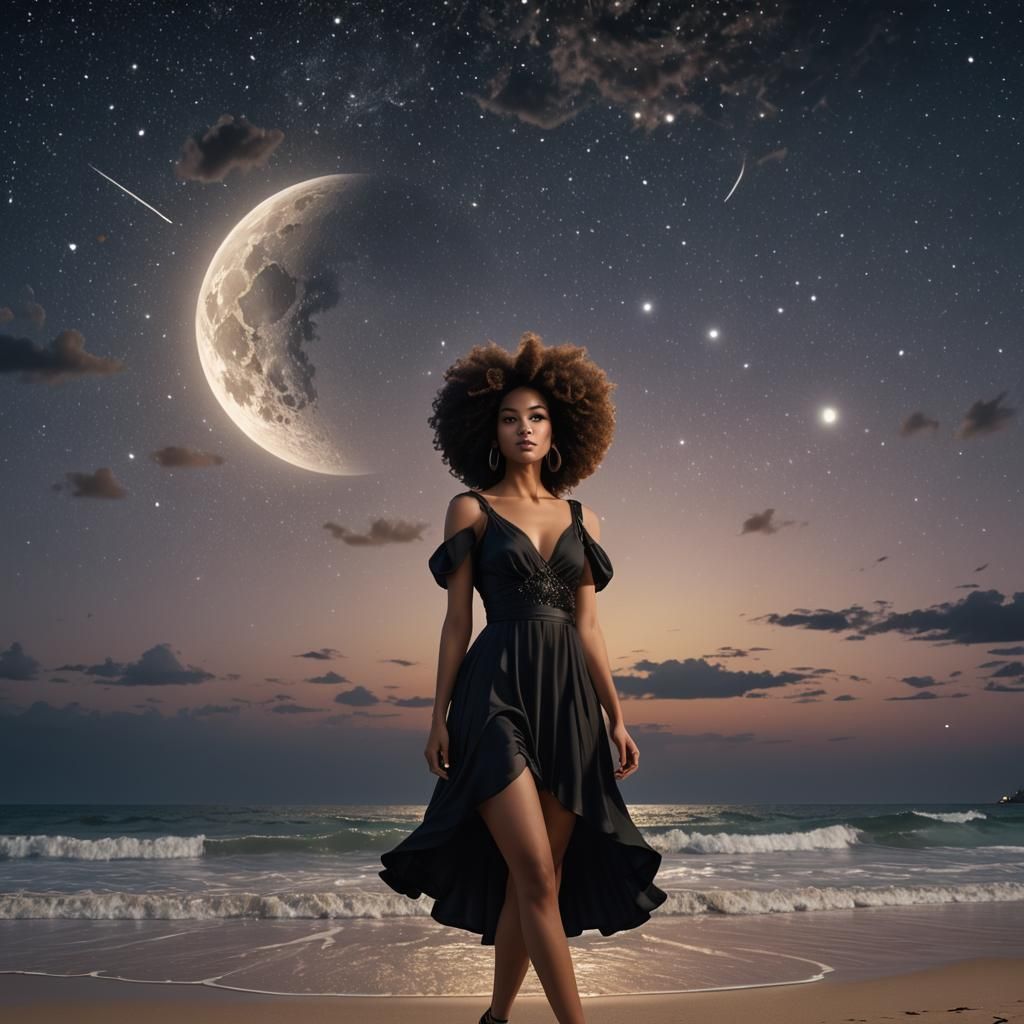 a light skinned pretty girl with a big afro, in a short well...