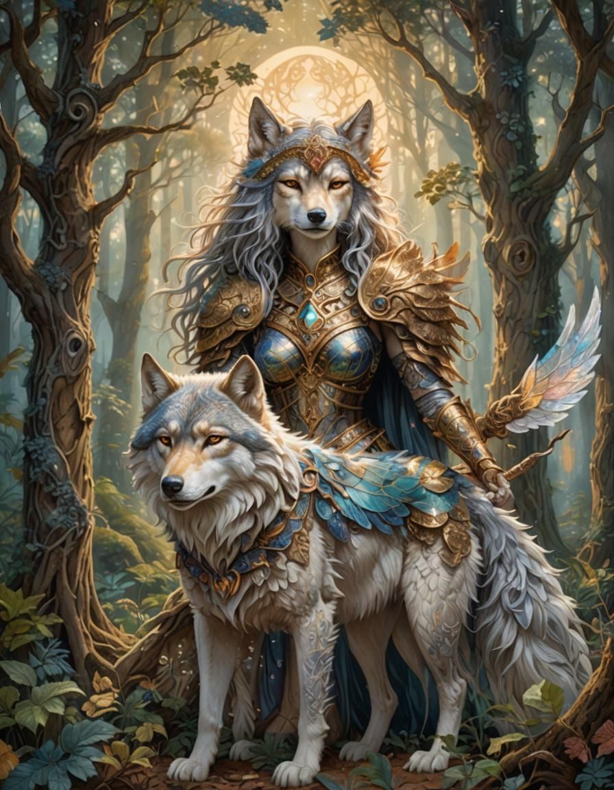 Wolfkin Warrioress with her kin