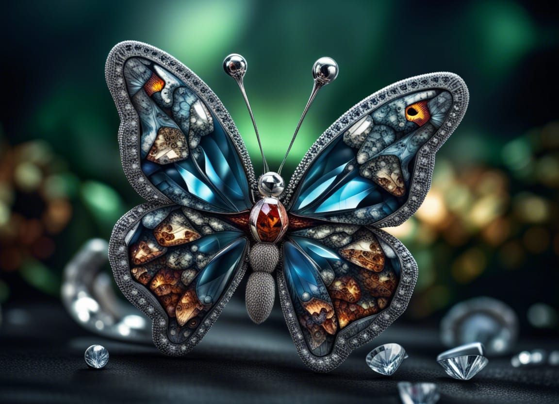 Diamond gemstone butterfly