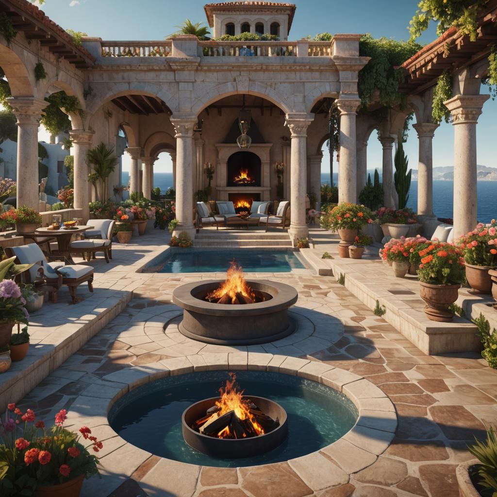 Luxury Spanish Villa Kitchen with Ocean View