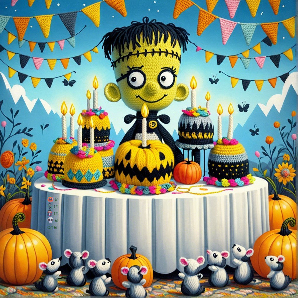 Whimsical Frankenstein Jr's Halloween Birthday