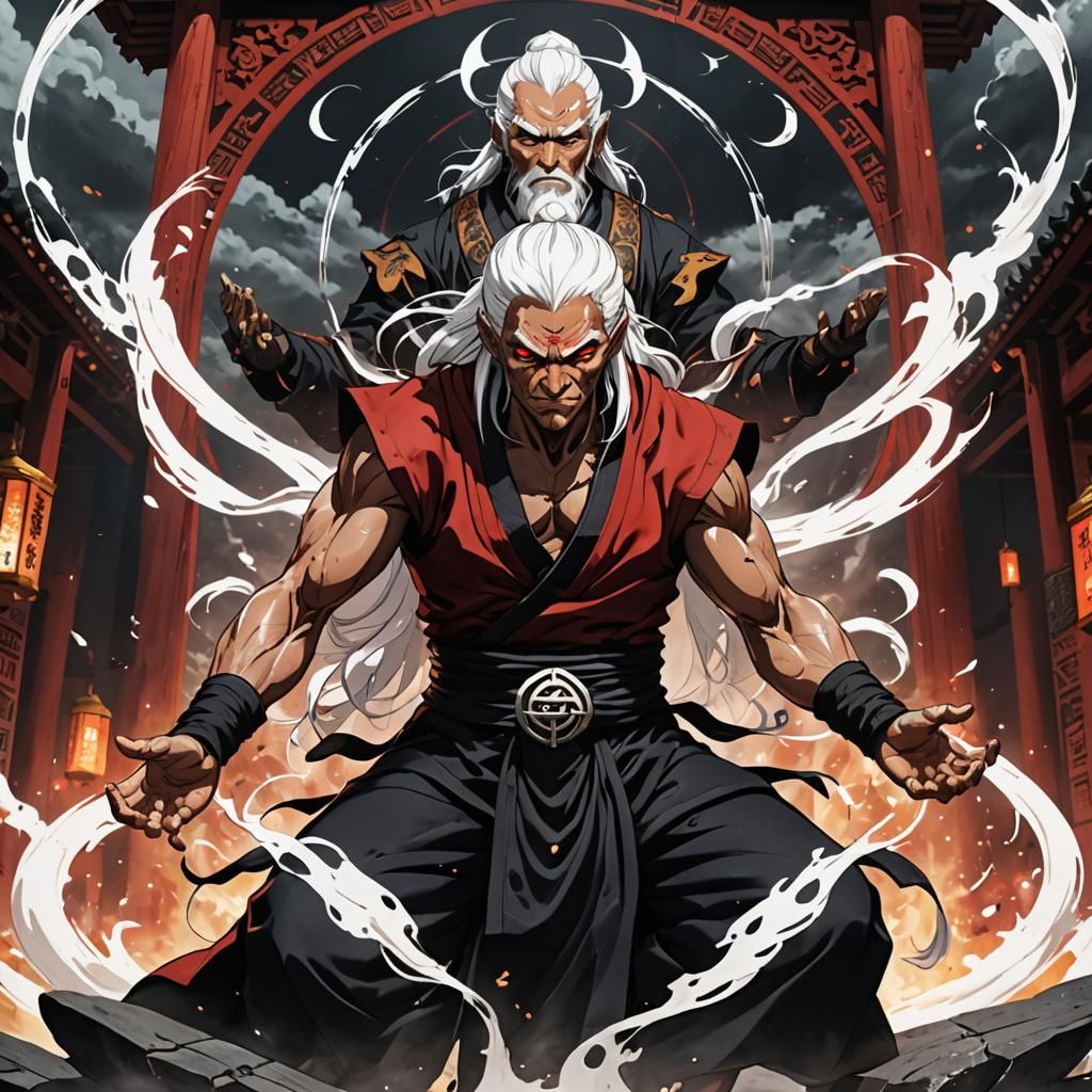 Meditating Hobgoblin Monk with Swirling Energy