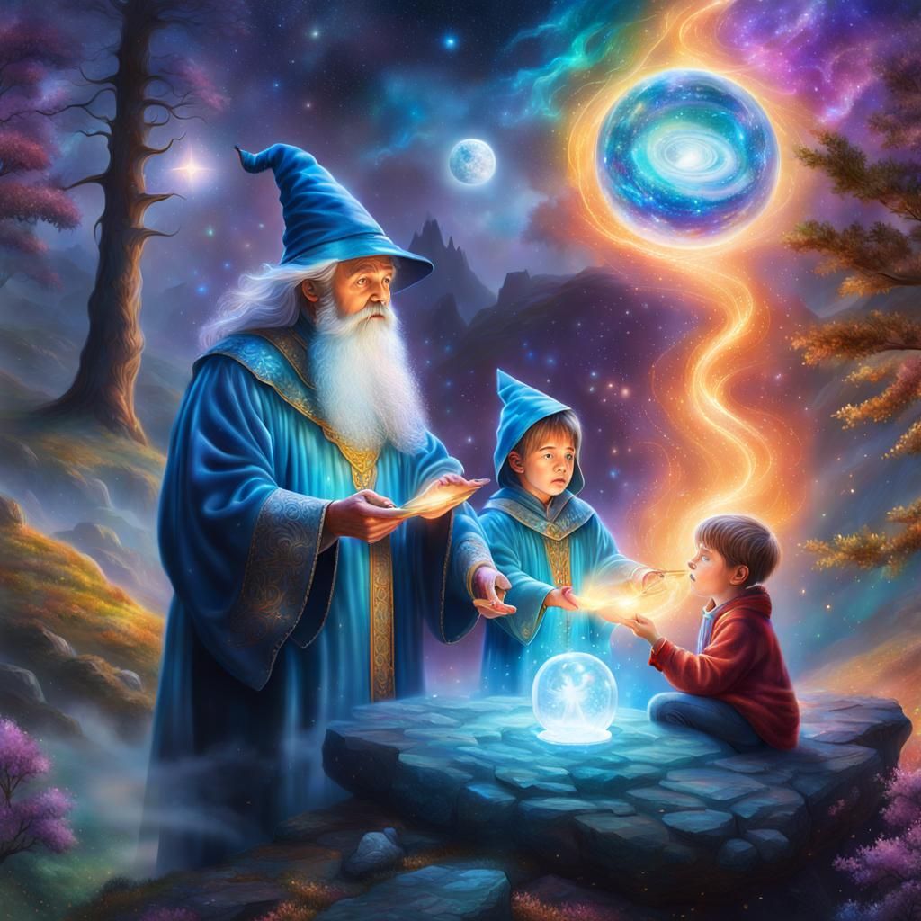 Master wizard & Apprentice child conjuring - AI Generated Artwork ...