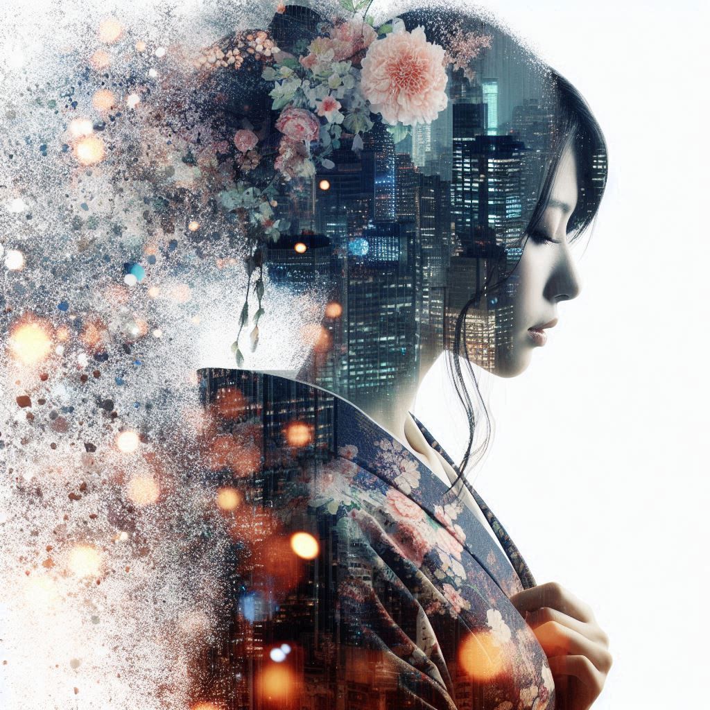 double exposure beautiful fantasy portrait landscape..