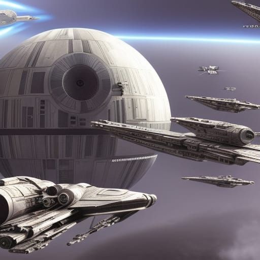 Battle around Yavin to destroy the Deathstar  by @MoonHowler
