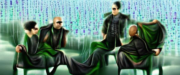 The Matrix Neo and Morpheus talking to each other digital illustration ...