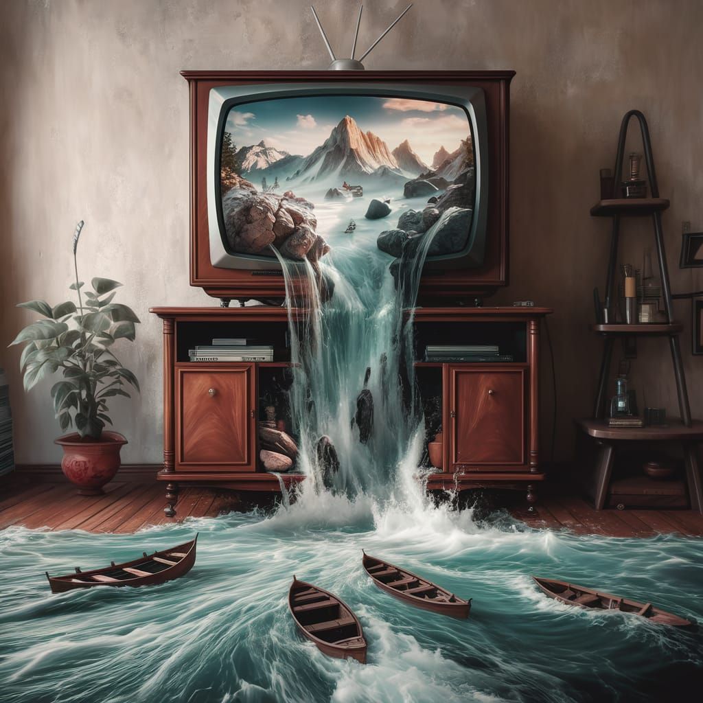 Surreal Mountainscape Flows From Vintage Television