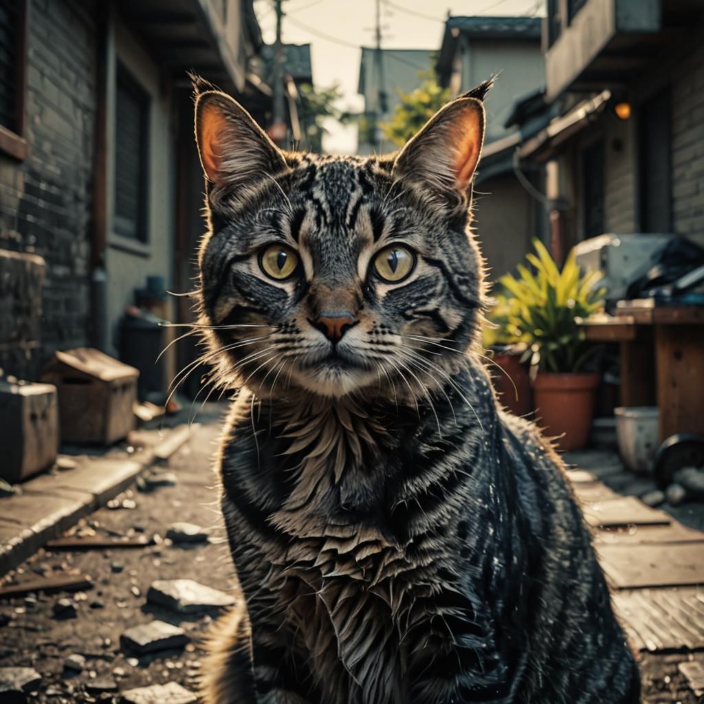 Stray cat portrait - AI Generated Artwork - NightCafe Creator