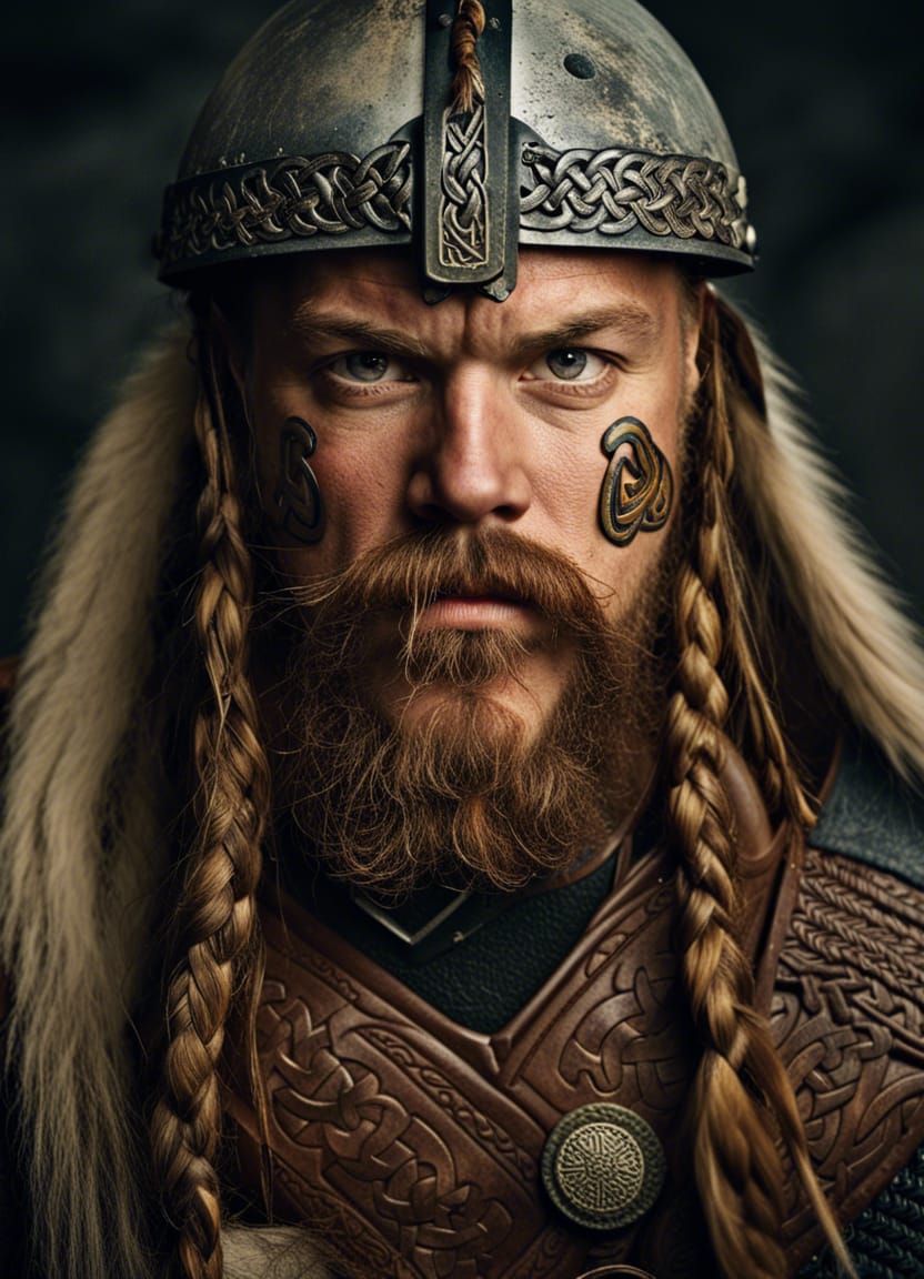 Fierce Viking warrior with Braided Beard and Braided Mustache. long ...