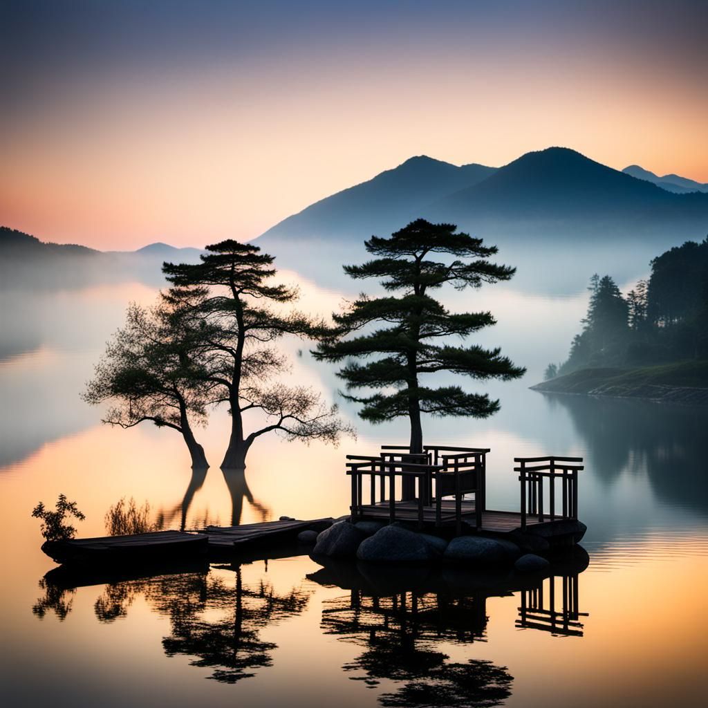 (ethereal_landscape_lake_sunrise)Kim Jung Man
