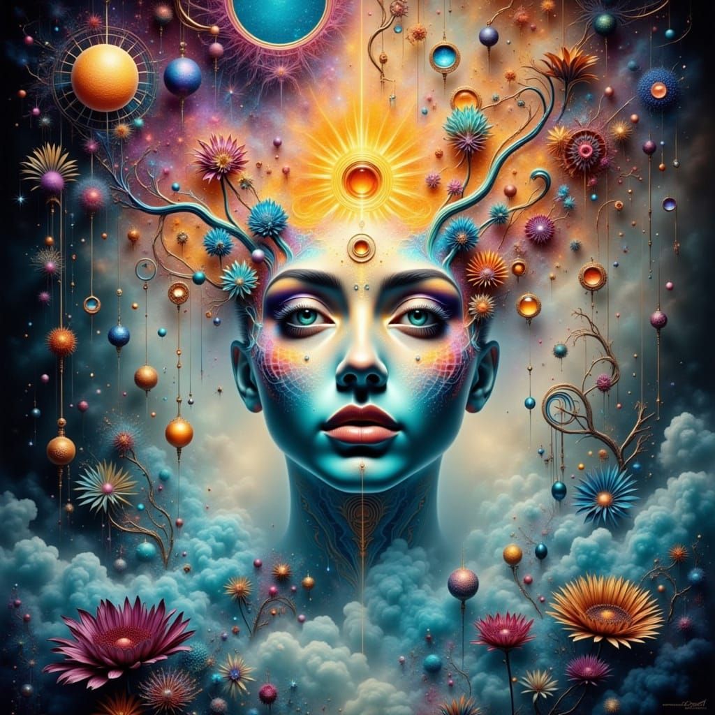 Ethereal Mystical Portrait in Cosmic Visions