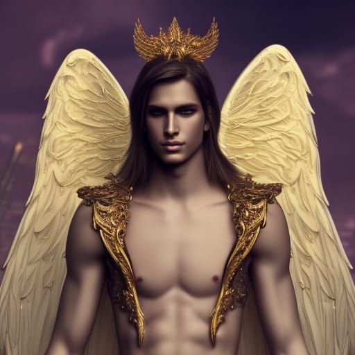 Extravagant ethereal Victoria secret angelic male model gold ...