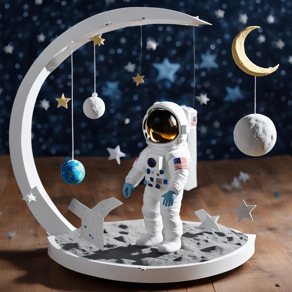 Create an astronaut that suspended in the moon 