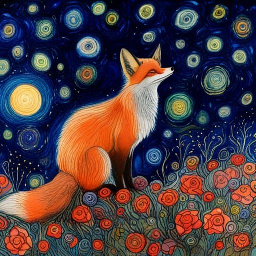 Fox at night - AI Generated Artwork - NightCafe Creator