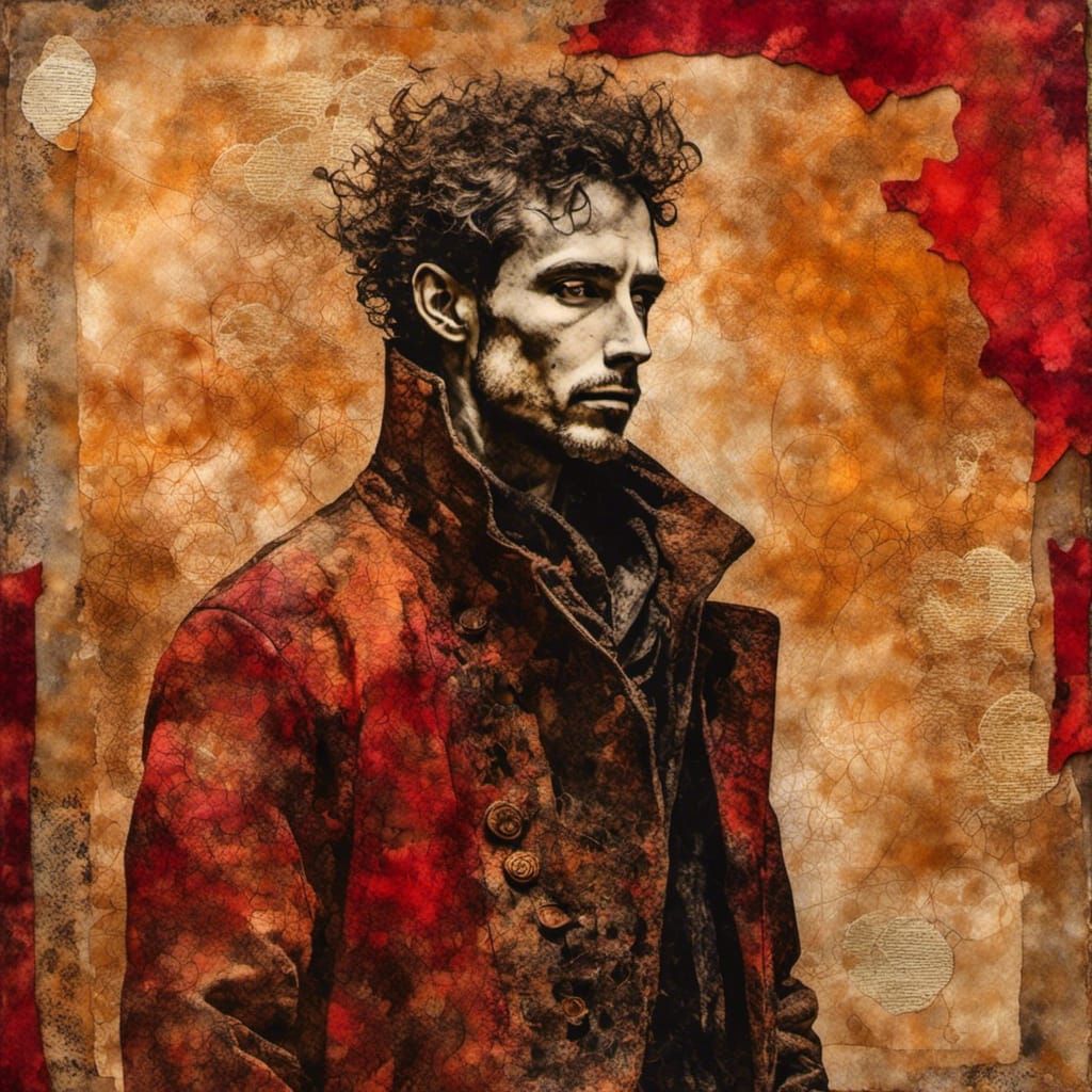 Silhouette Portrait with Klimt-Inspired Golden Hour Backgrou...