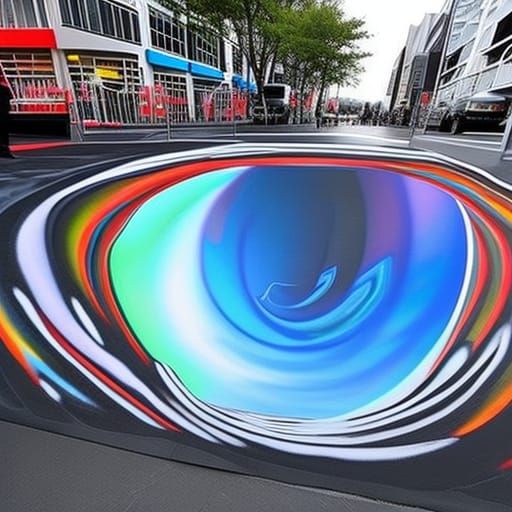 3D Optical Illusion Sidewalk Painting of Space  👽 🛸