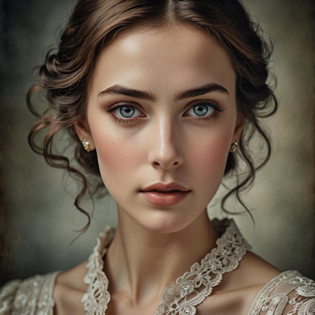 ultrarealistic vintage beautiful woman, dainty, exquisite facial ...