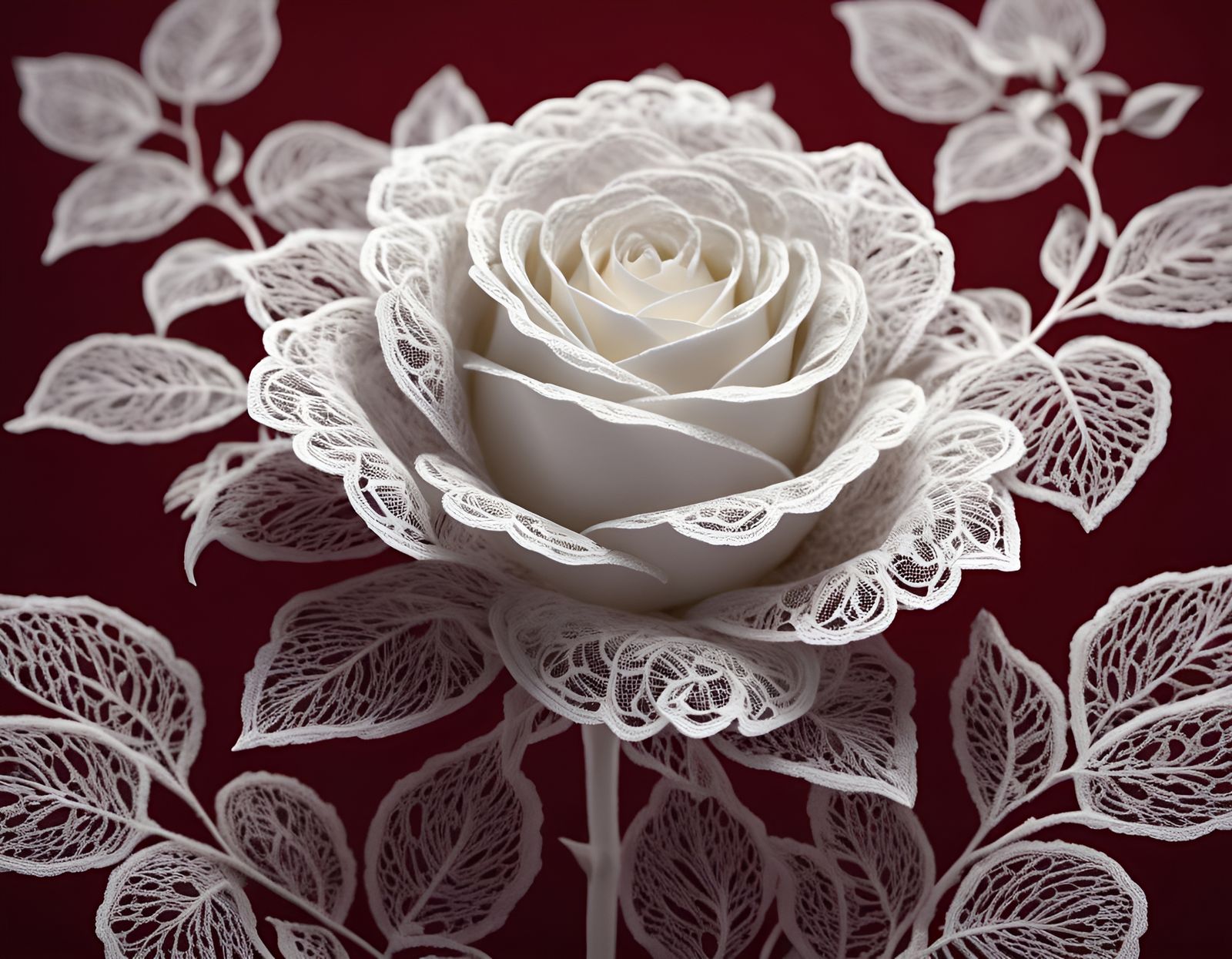  White rose made of lace  by @DRIFT