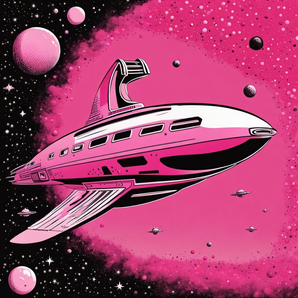 Pink spaceship in the galaxy - AI Generated Artwork - NightCafe Creator