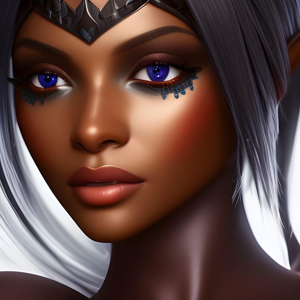 Dark skinned elf girl, distinct lighting, detailed matte pai...
