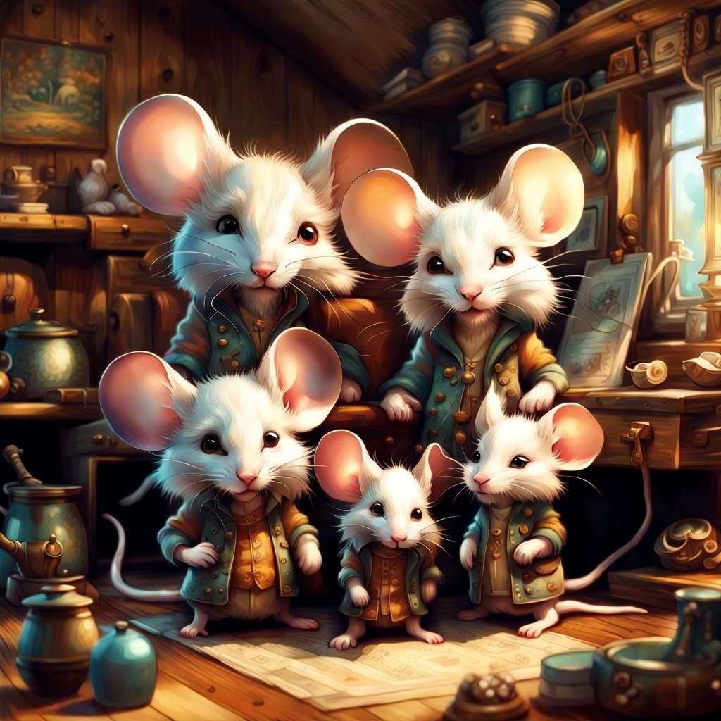 Adorable Mice In A Cosy House - Ai Generated Artwork - Nightcafe Creator