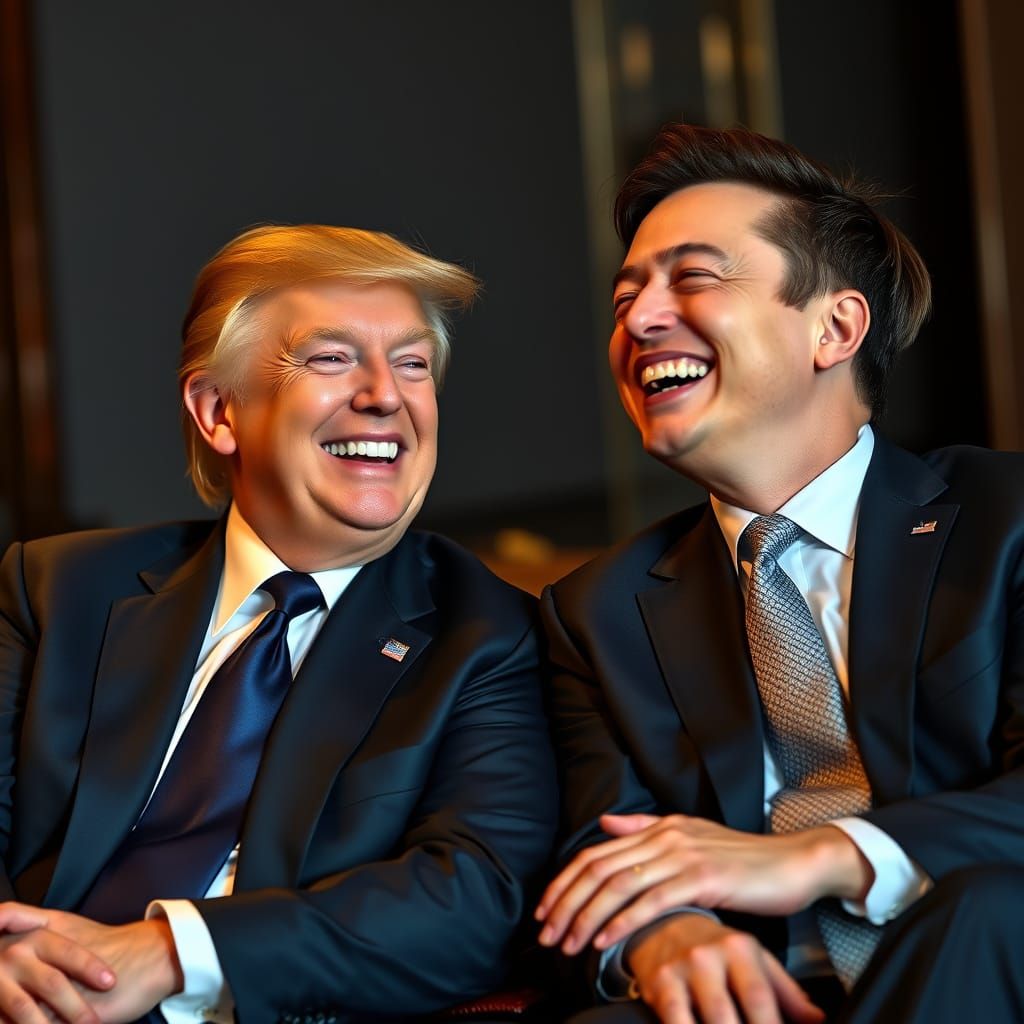Trump and Musk laughing