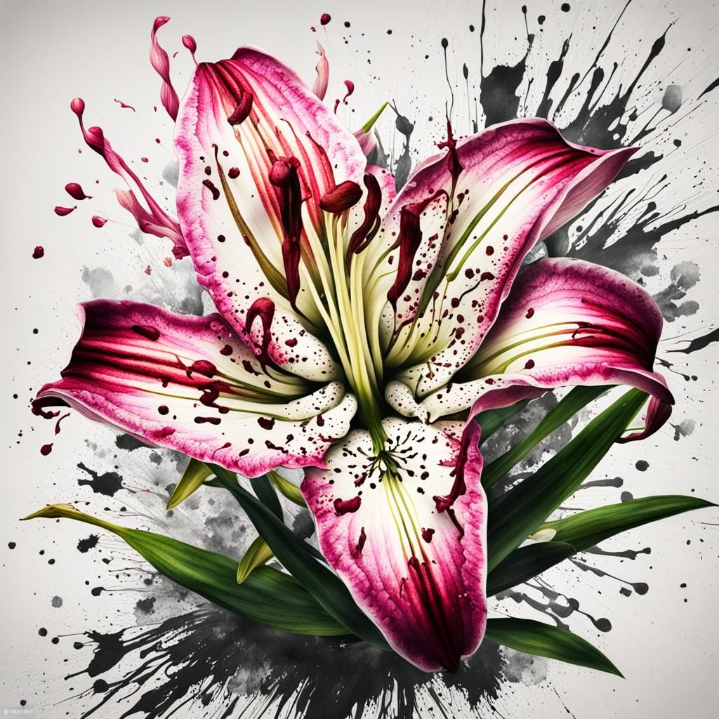 Ink painting of a lily  by @Arrioch