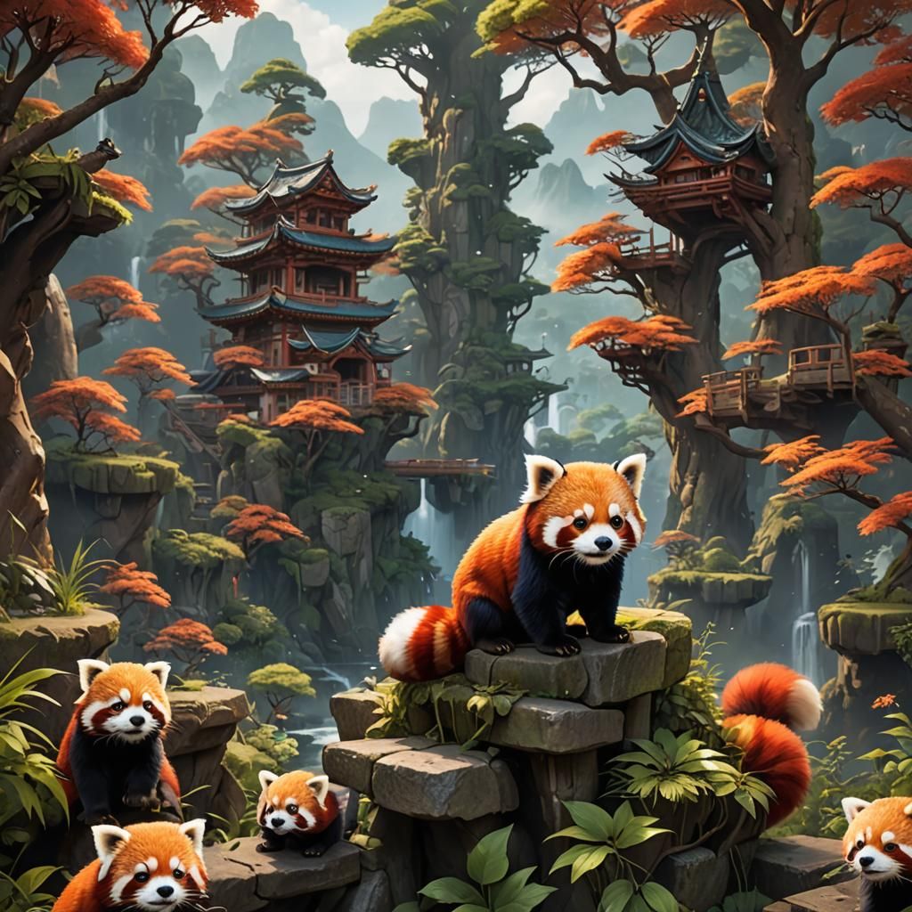 anime cute red panda